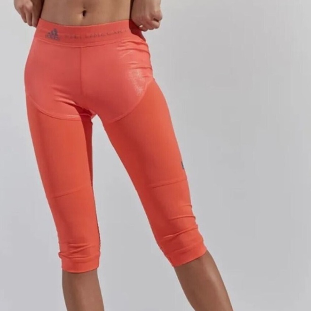 Adidas by Stella McCartney Vibrant Coral 3/4 Workout Capris NWT Size Small